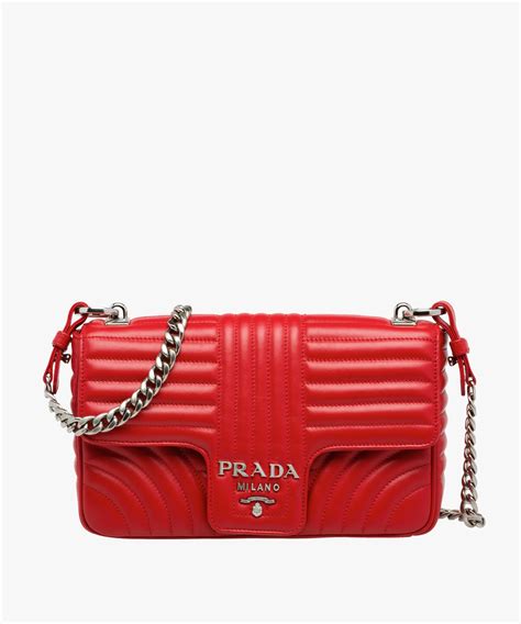 Prada Red Calfskin Diagramme Shoulder Bag QNB66F3PRB000 